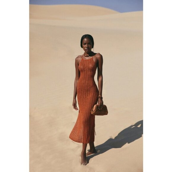 💕CULT GAIA💕 Demi Crochet Dress ~ Halter Swimsuit Coverup Spice Small M NWT - Picture 11 of 17